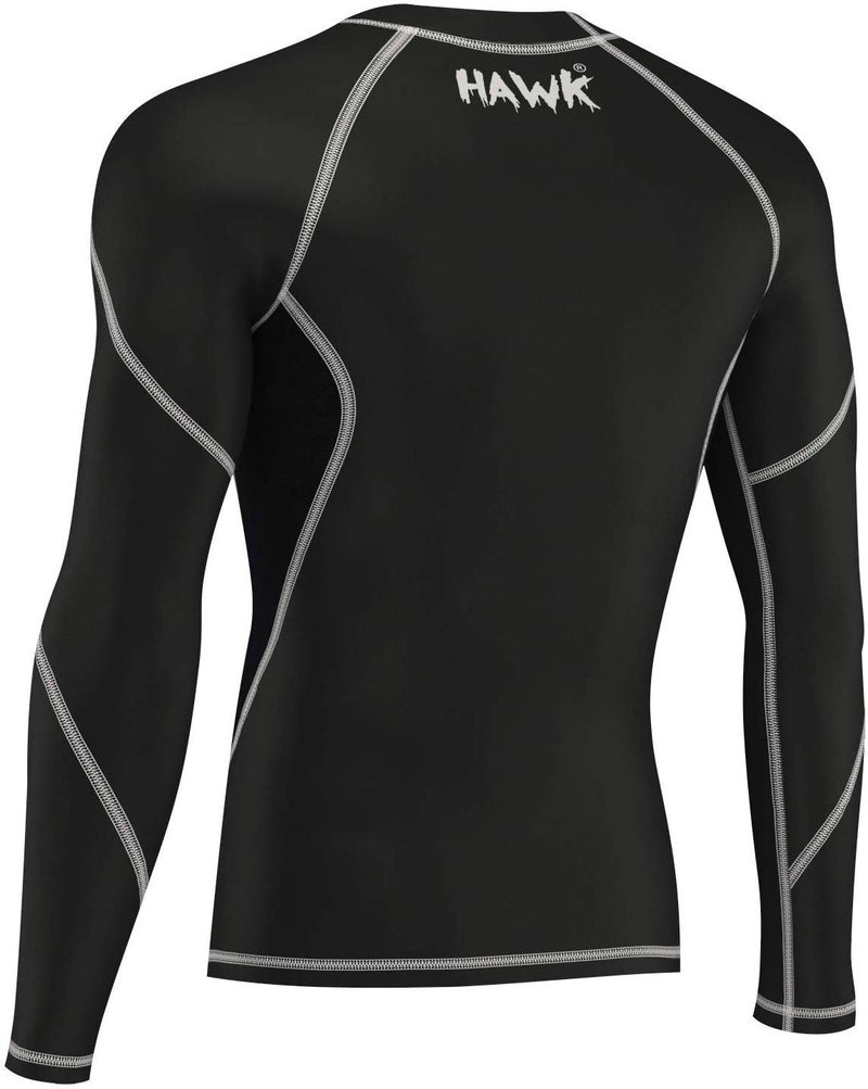 Hawk Sports Mens Compression Shirts Base Layer Athletic Gym MMA BJJ Rash Guard for Men - No Gi Full Long Sleeve Shirt for Men (Black, Medium) - MMA Rash Guard - Image 2